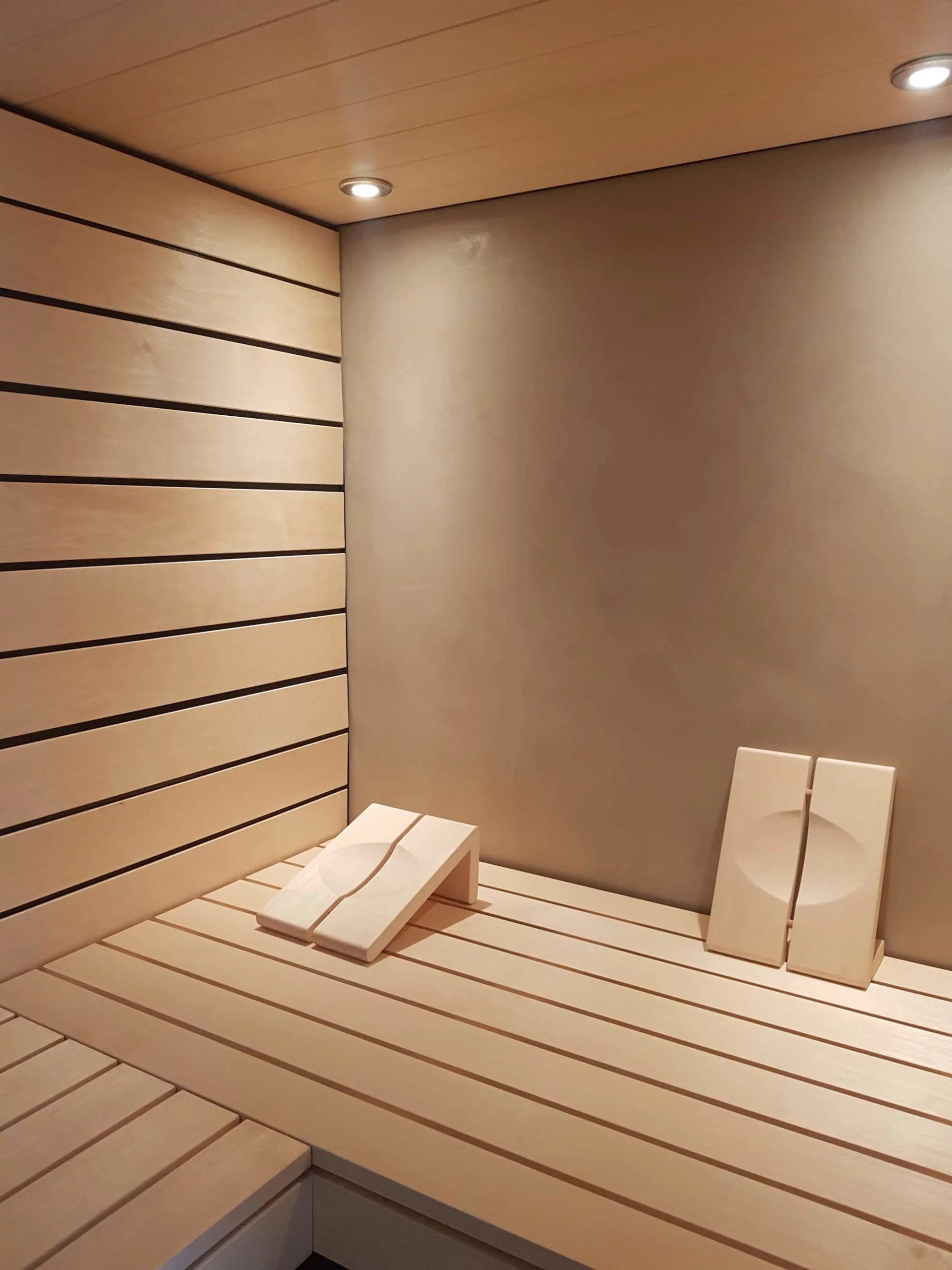 Sauna mit fugenloser Wandbeschichtung durch die Viktor Wyss AG in Flumenthal, Solothurn